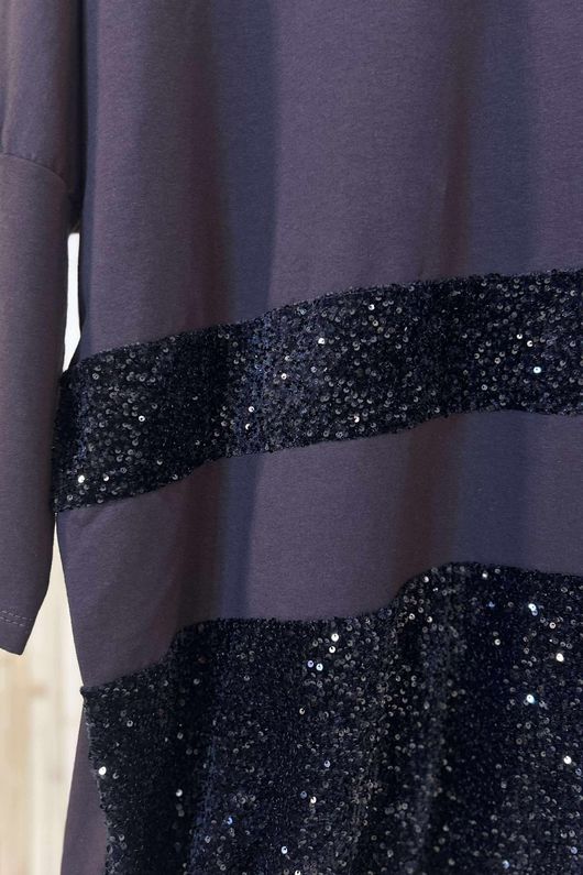 Oscar Immy Sequin Panel Sweatshirt Tunic Chocolate